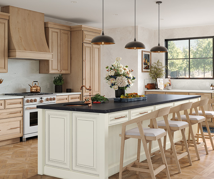 Kitchen With Blue Butlers Pantry
